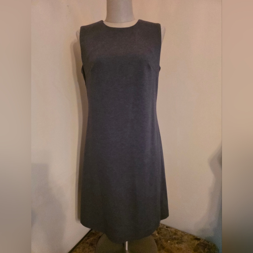 Calvin Klein Charcoal Gray Sheath Dress w/ Silver Zipper In Back. Sz 6